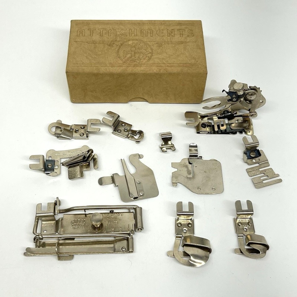Vintage Greist Sewing Machine Attachments Presser Foot Lot‎ Hemmer Binder Edge